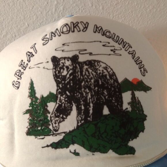 Vintage Great Smoky Mountains Black Bear Rope Snap Back Trucker Hat - Picture 2 of 9